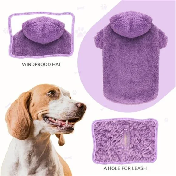 Dog Sweaters for Medium Dogs Hoodie Soft Double-Sided Plush Fleece - Picture 3 of 7